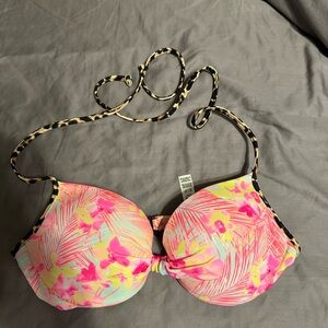 Victoria’s Secret PINK Vibrant Pink and Yellow Floral Bikini Top size small